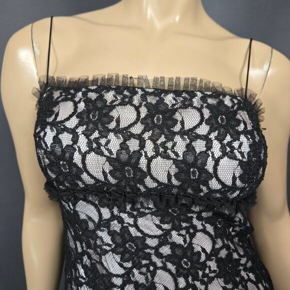Y2K Morgan & Co Mini Dress Size S Pink Black Lace Party Prom Cocktail Fairy - Picture 2 of 8